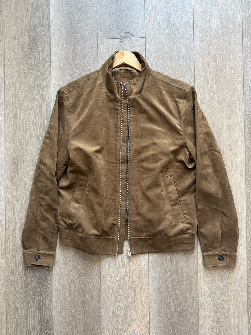 Mango Men's Suede Bomber Jacket in Brown